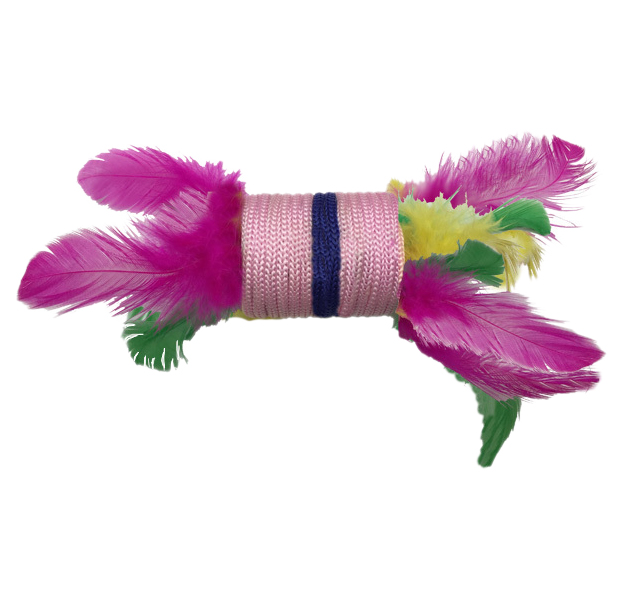 фото Игрушка для кошек koiko катушка с перьями и бубенчиками 4 см розовая