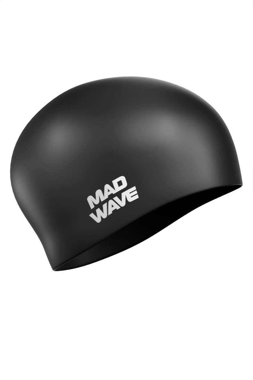 фото Шапочка для плавания mad wave long hair silicone черный