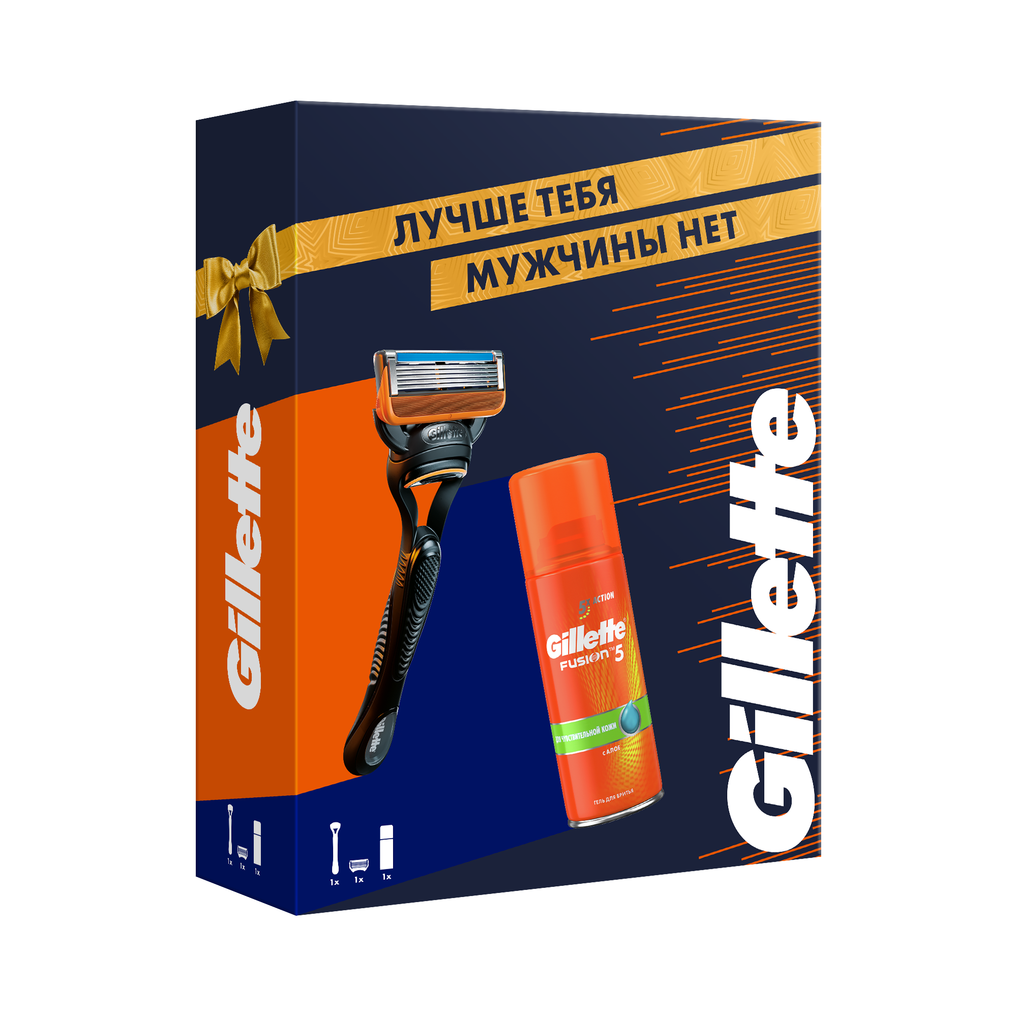 Подарочный набор Gillette Fusion5 Бритва с 1 см. кассетой + Гель д/бритья 75мл