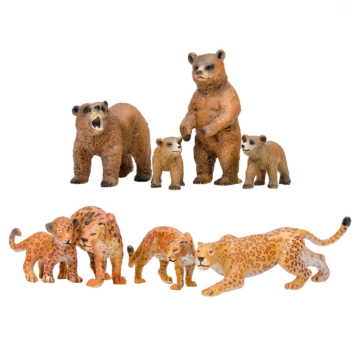 Купить Фигурка Masai Mara Мир диких животных, Семьи ягуаров и семья медведей, 8 предметов,