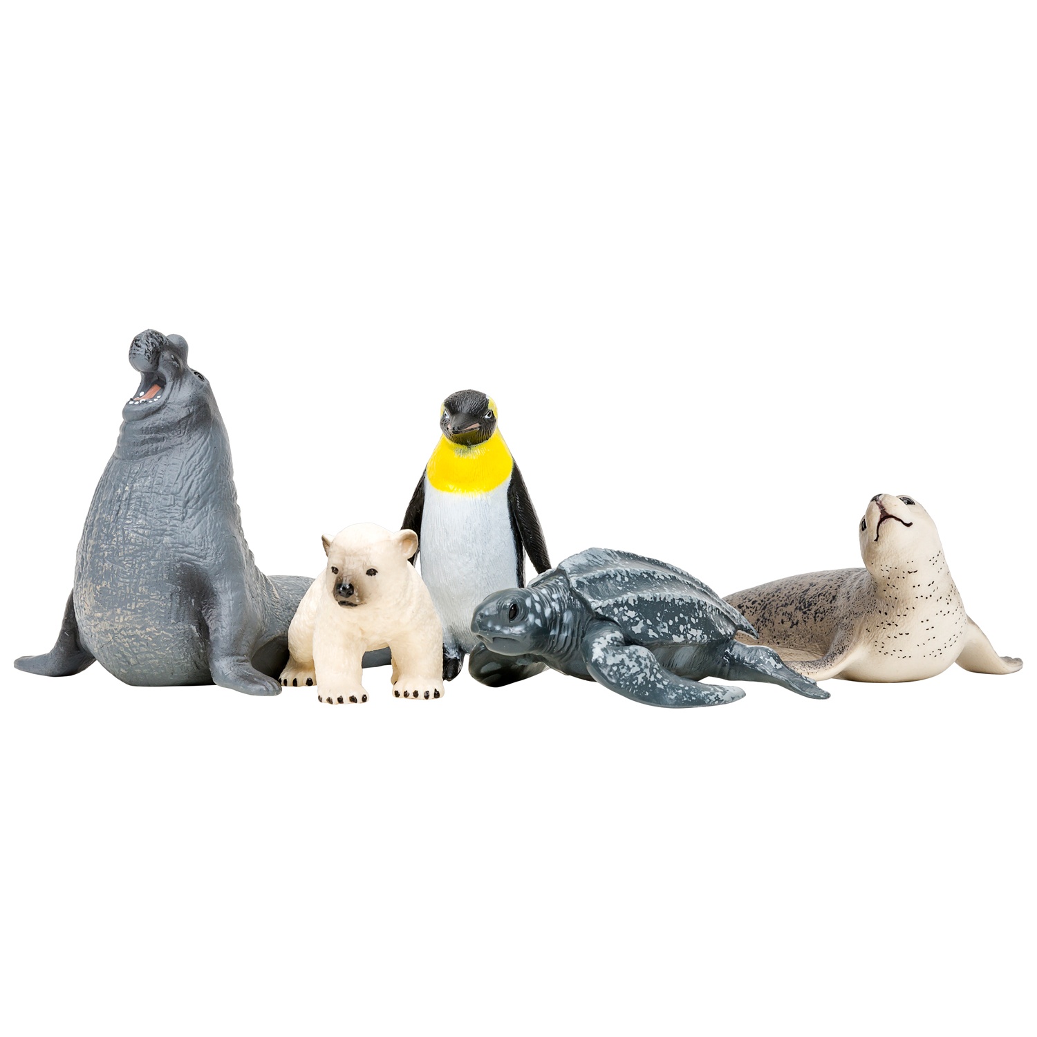 фото Фигурка masai mara тюлень, белый медвежонок, пингвин, кожистая черепаха, морской слон