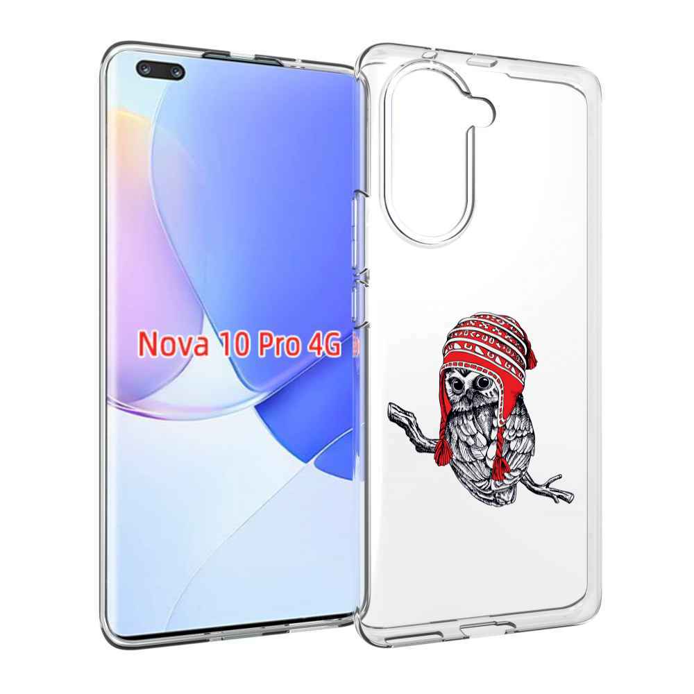 Чехол MyPads сова-в-красной-шапке-на-веточке для Huawei Nova 10 Pro противоударный