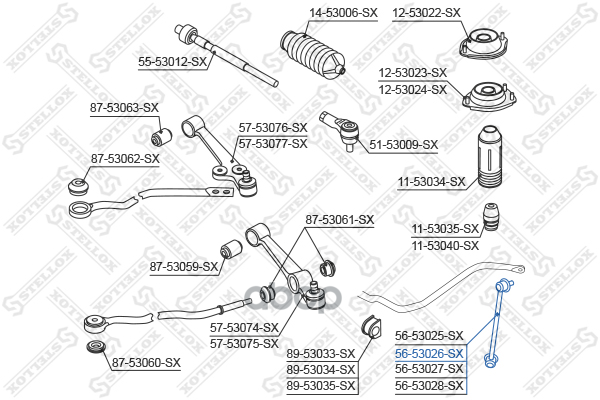 

56-53026-sx_тяга стабилизатора переднего левая kia rio 00> <020708