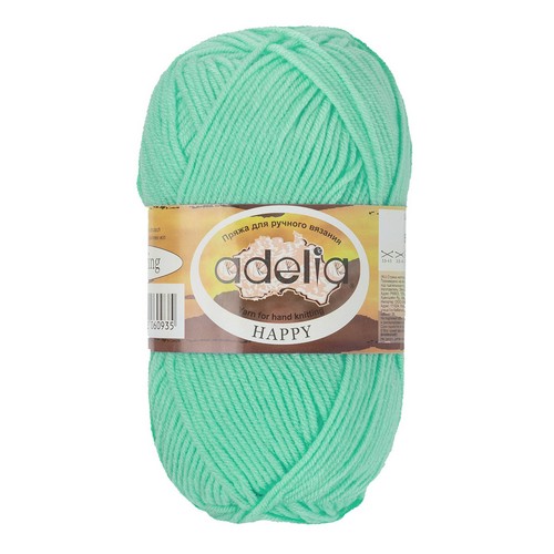 

Пряжа ADELIA HAPPY 10 шт. в упак. цвет мятный HAPPY-17 128 м от, Бирюзовый, HAPPY