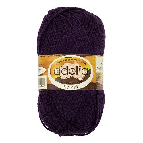 

Пряжа ADELIA HAPPY 10 шт. в упак. цвет т.фиолетовый HAPPY-20 128 м от, HAPPY