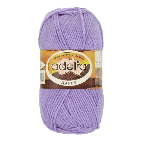 

Пряжа ADELIA HAPPY 10 шт. в упак. цвет сиреневый HAPPY-19 128 м от, Фиолетовый, Happy