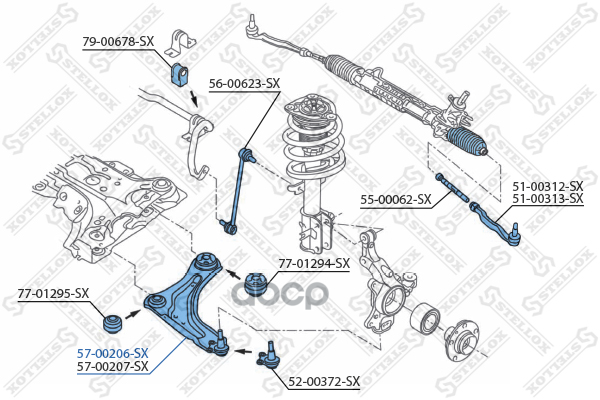 

57-00206-sx_рычаг левый renault laguna iii 07>