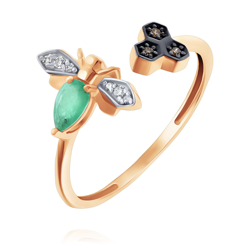 

Кольцо разъемное из золота р.  ADAMAS 14041632/01-А50ДЧ-483, бриллиант/изумруд, 14041632/01-А50ДЧ-483