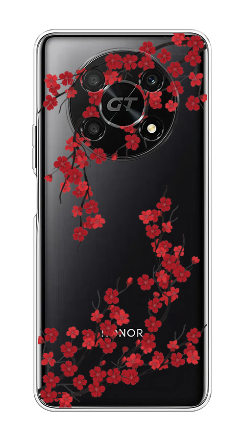 

Чехол на Honor X40 GT "Красная сакура", Красный;черный, 6120150-2