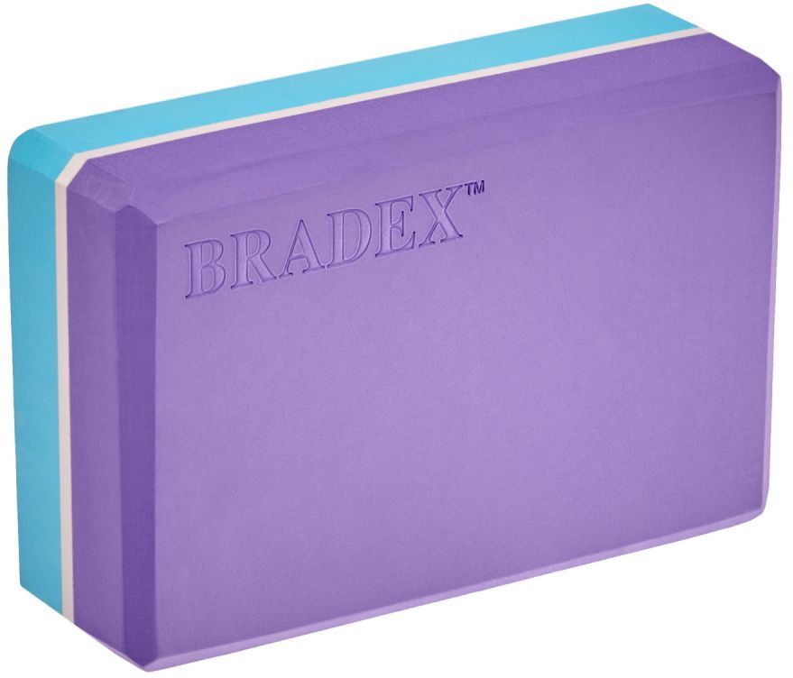 фото Блок для йоги bradex sf 07 23x7,5x15 см, фиолетовый/бирюзовый