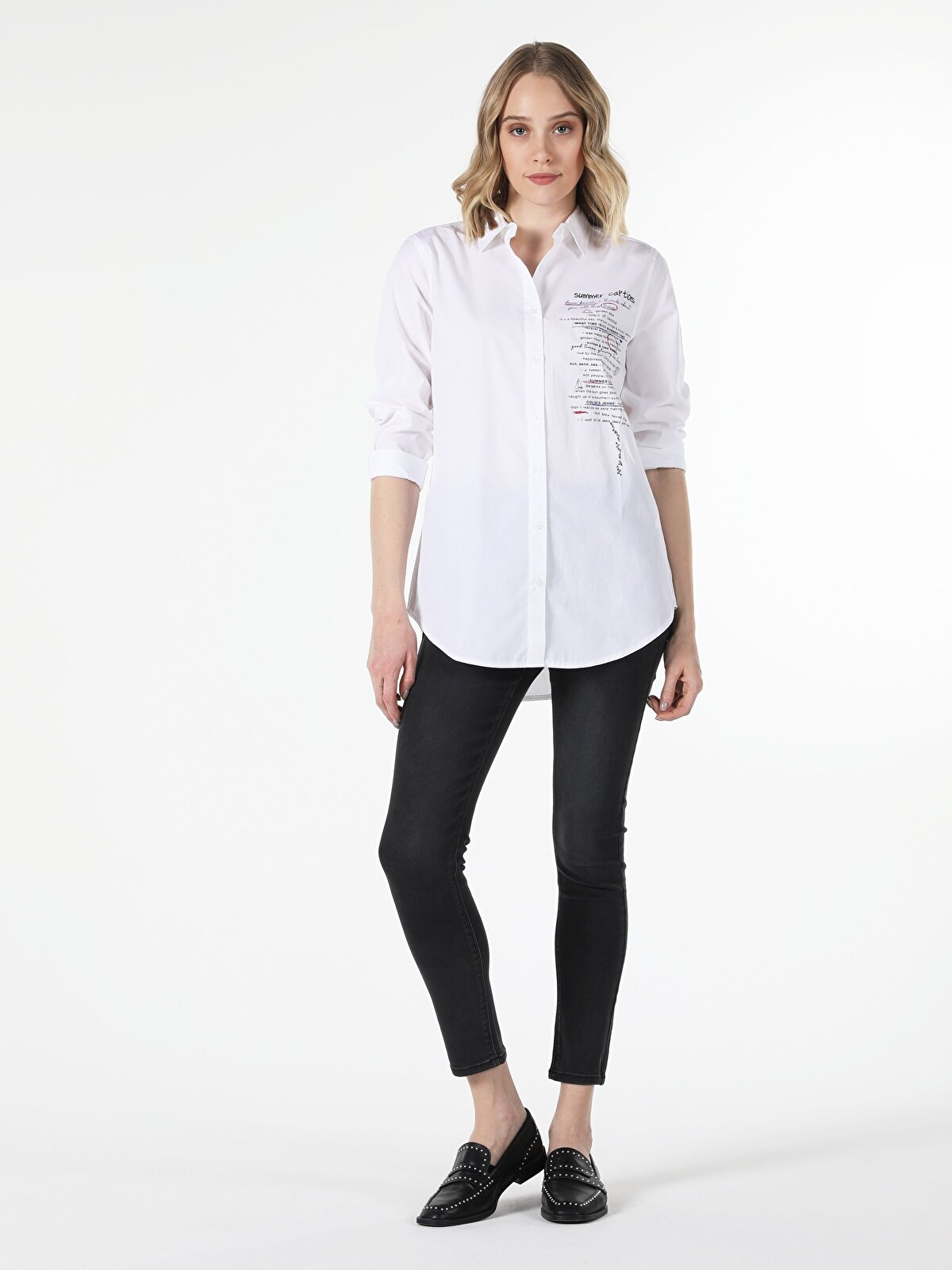 Рубашка женская Colins CL1057615_Q1.V1 белая XS
