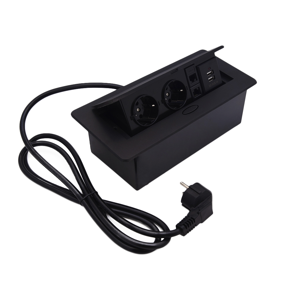 

Выдвижная розетка POSocket-6 горизонтальная, Черный, POSocket-6