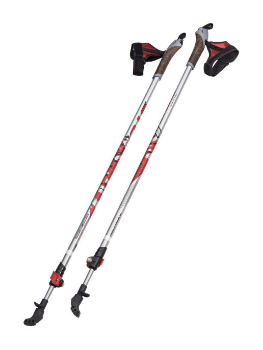Палки для скандинавской ходьбы STC Walker, серебристый/красный, 100-135 см