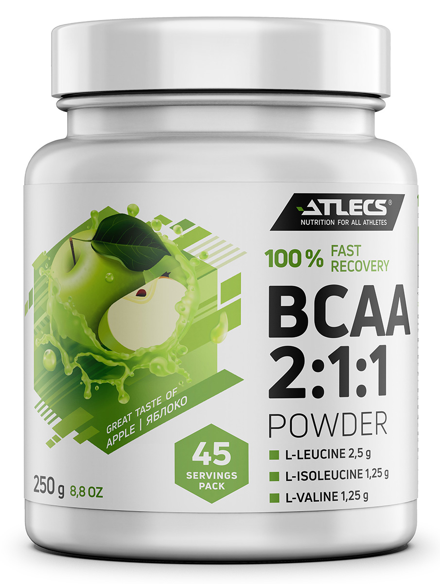 BCAA Atlecs 2:1:1 250 г., 45 пор., яблоко