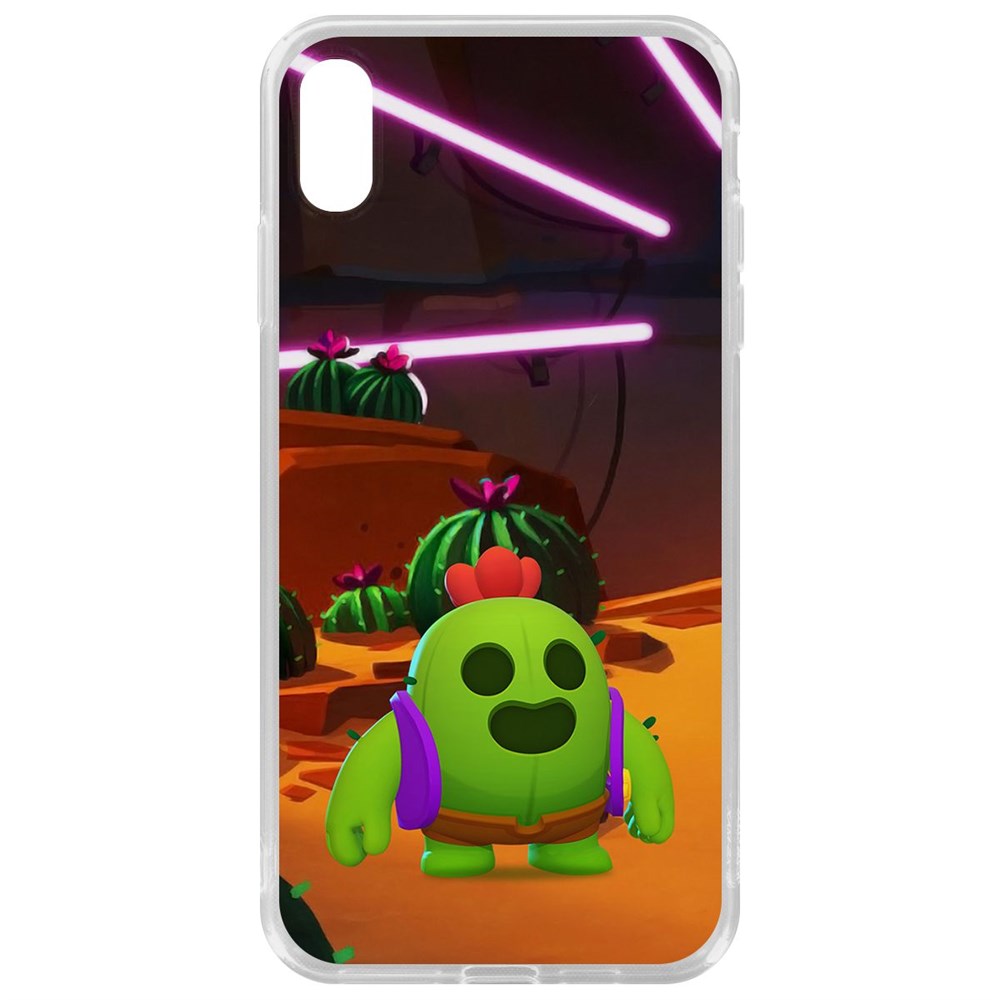 

Чехол-накладка Krutoff Clear Case Brawl Stars-Спайк для iPhone XS Max, Прозрачный