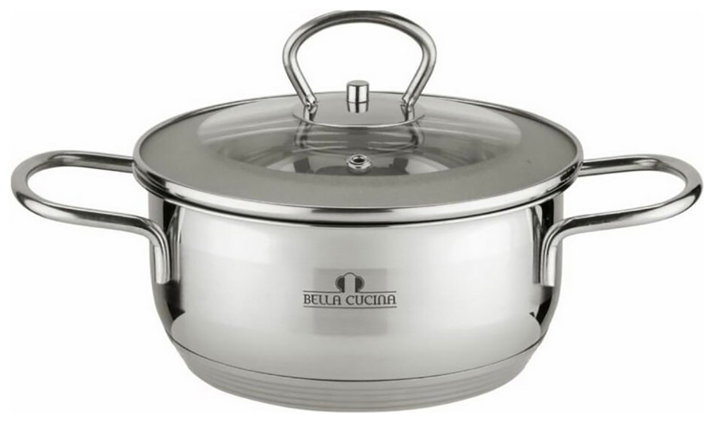 

Кастрюля со стеклянной крышкой Bella Cucina 2005-BC 16см 1.6л, Серебристый, 2005-BC 16см 1.6л