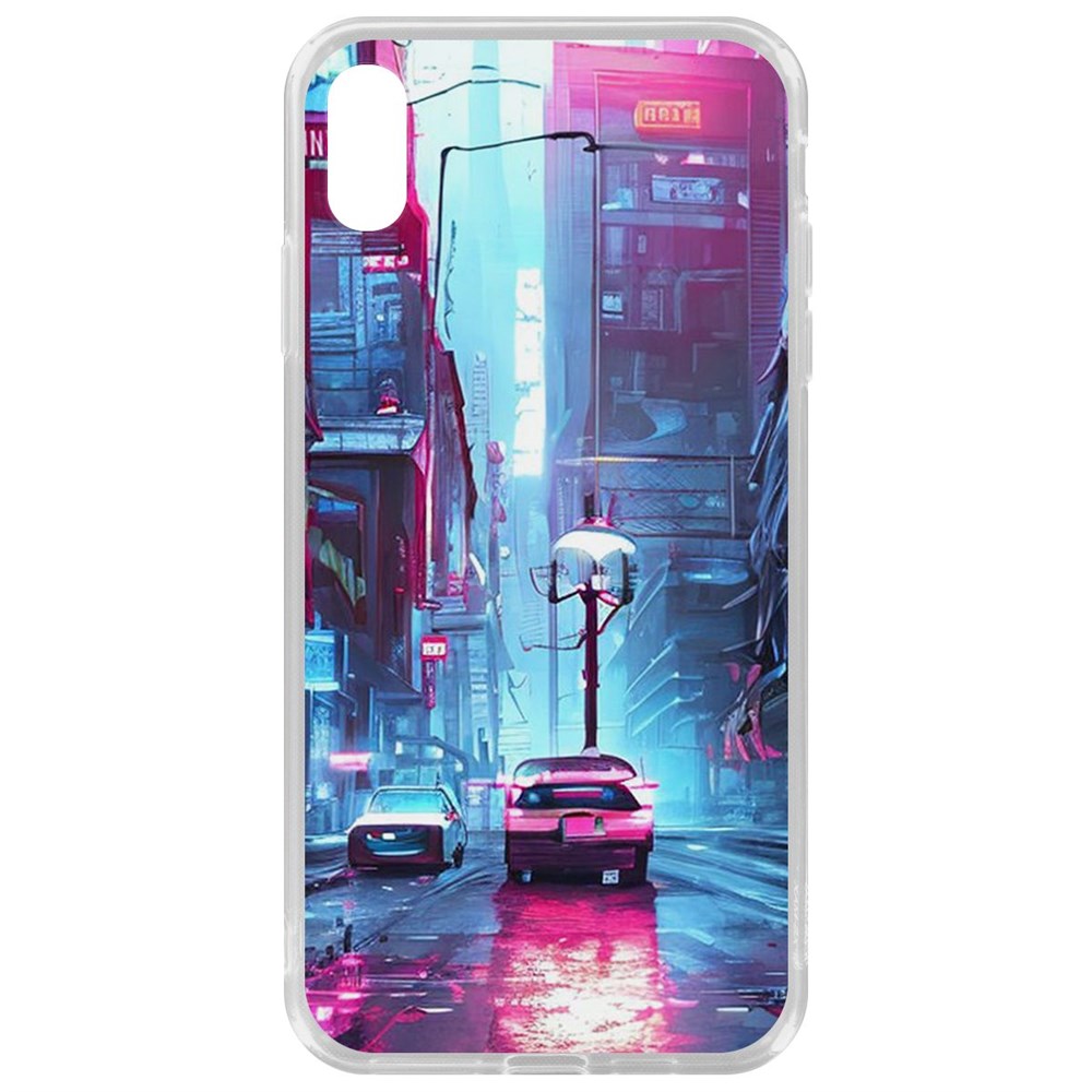 

Чехол-накладка Krutoff Clear Case Киберпанк Улица для iPhone XS Max, Прозрачный