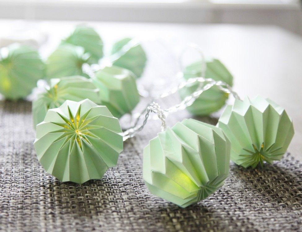 Световая гирлянда новогодняя Star trading Шарики оригами 2,25 м белый теплый, зеленый