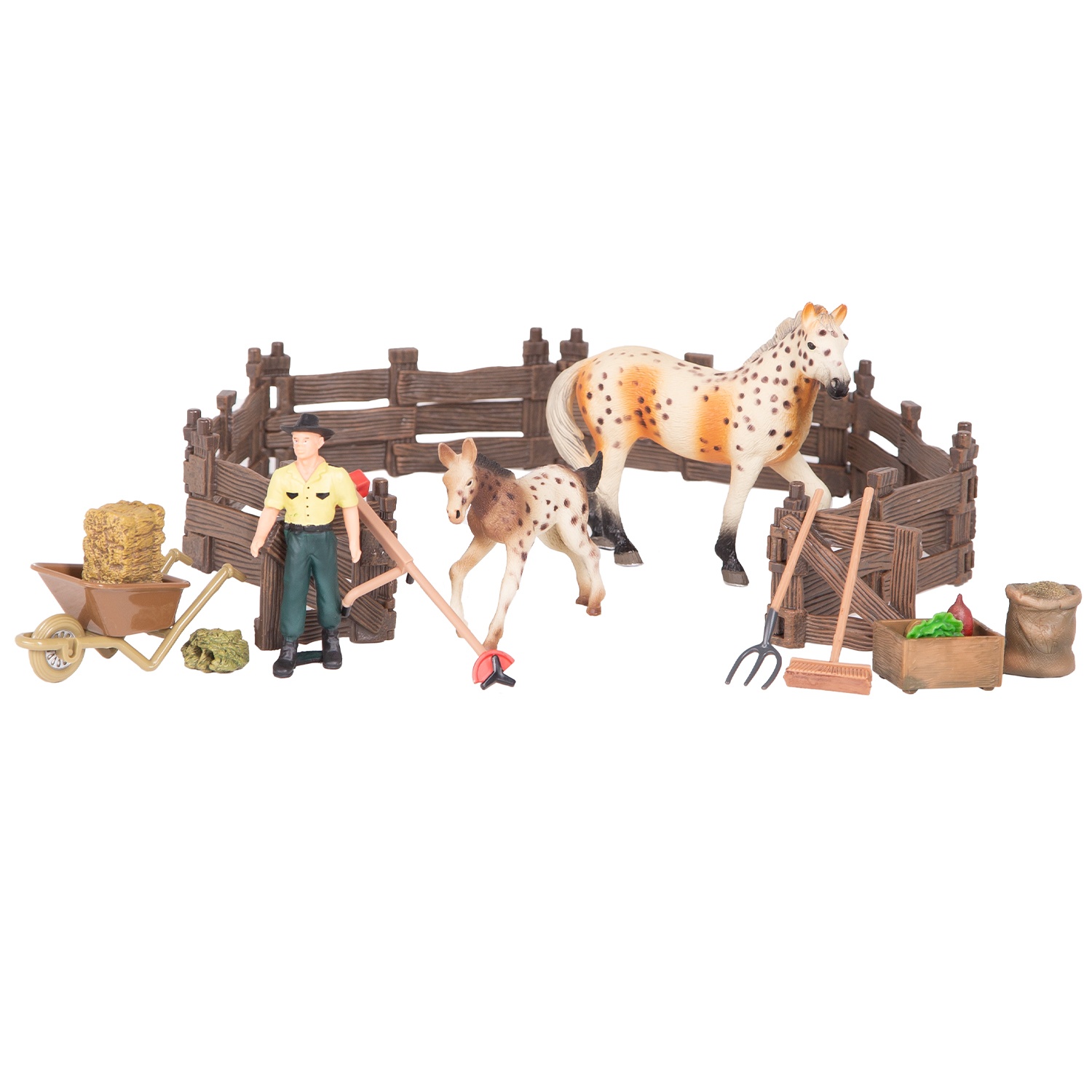 фото Фигурка masai mara мир лошадей , конюшня, лошади, фермер, инвентарь, 16 предметов