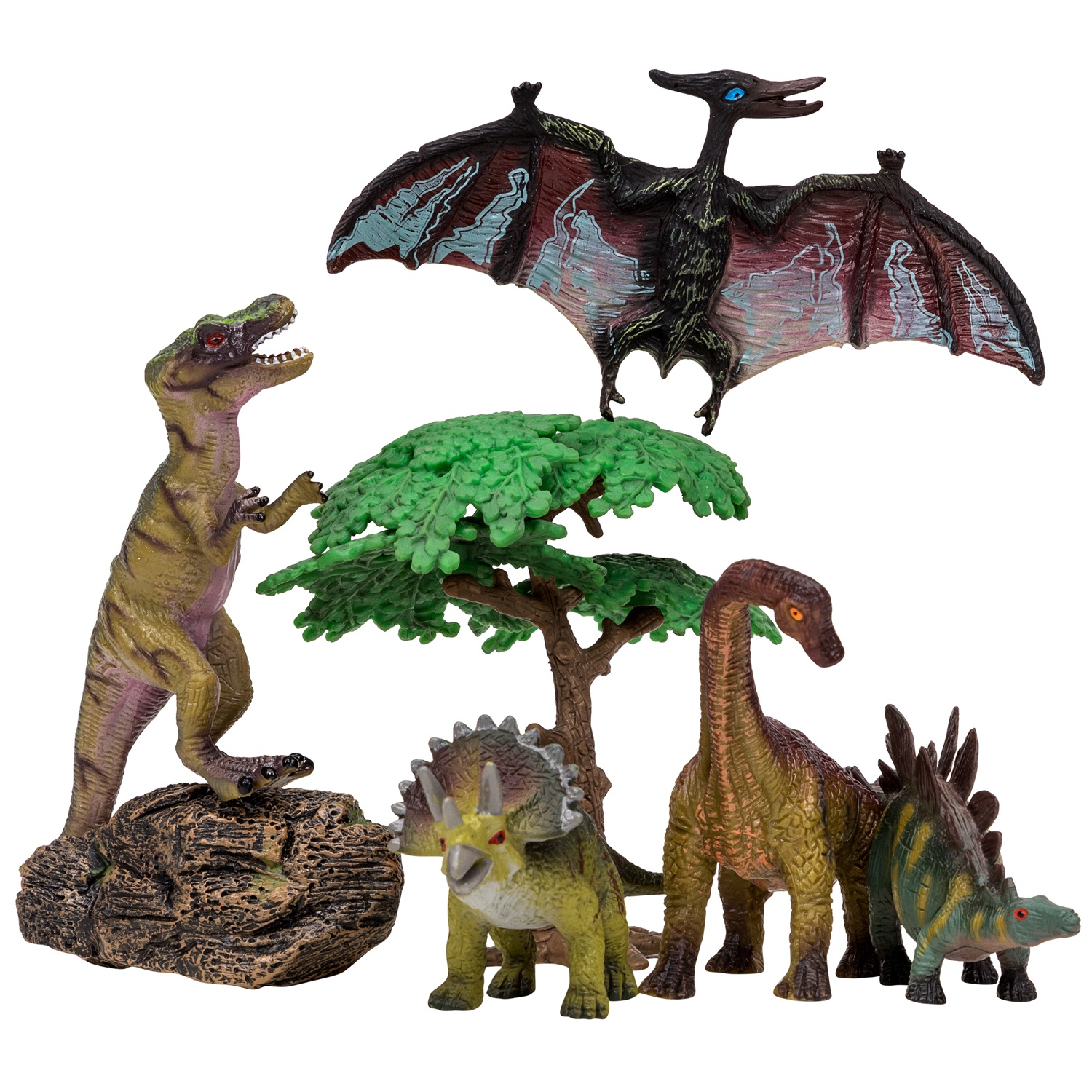 фото Фигурка masai mara мир динозавров , птеродактиль, трицератопс, брахиозавр, тираннозавр