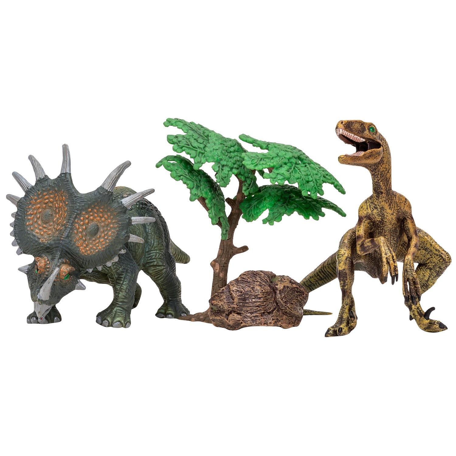 фото Фигурка masai mara мир динозавров , велоцераптор, стиракозавр, 4 предмета