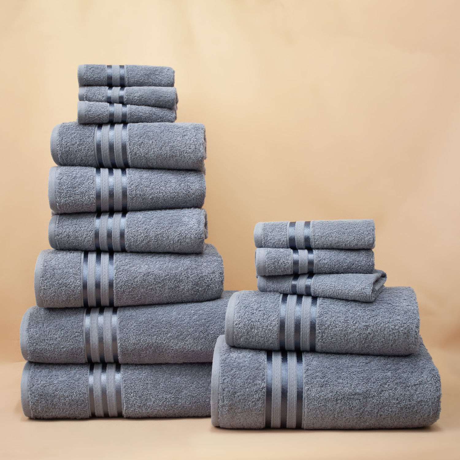 

4 полотенца Harmonika Махра 1120 Серо-Голубой 30х50 6, 50х80 4, 70х130 2, 100х150 2