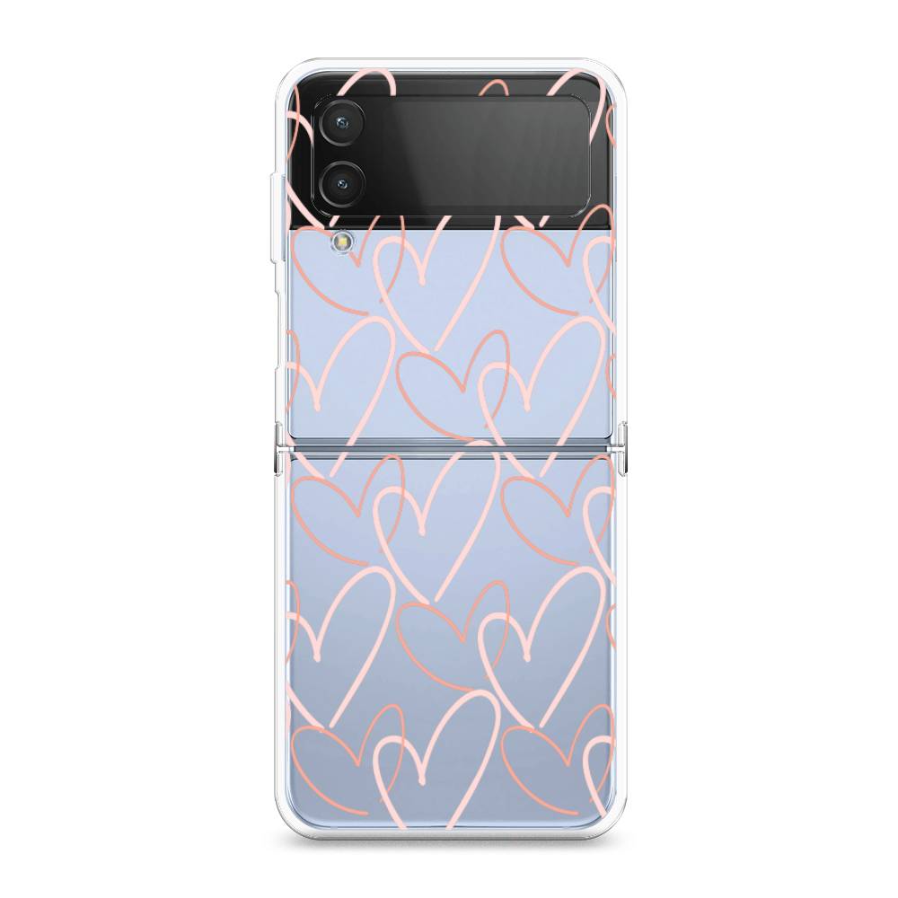 

Чехол на Samsung Galaxy Z Flip 4 "Узор из сердечек", Розовый;бежевый, 2106650-6