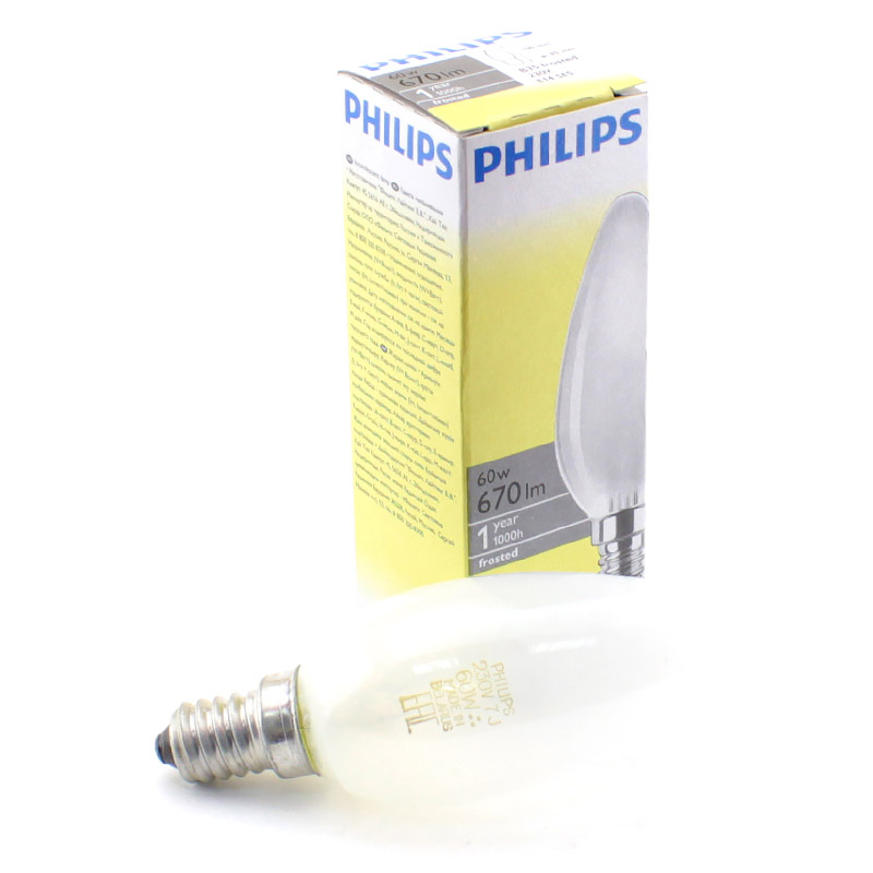 фото Лампа-свеча миньон "philips" матовая 60w ph b35 e14 fr--100011763 а/п 11763