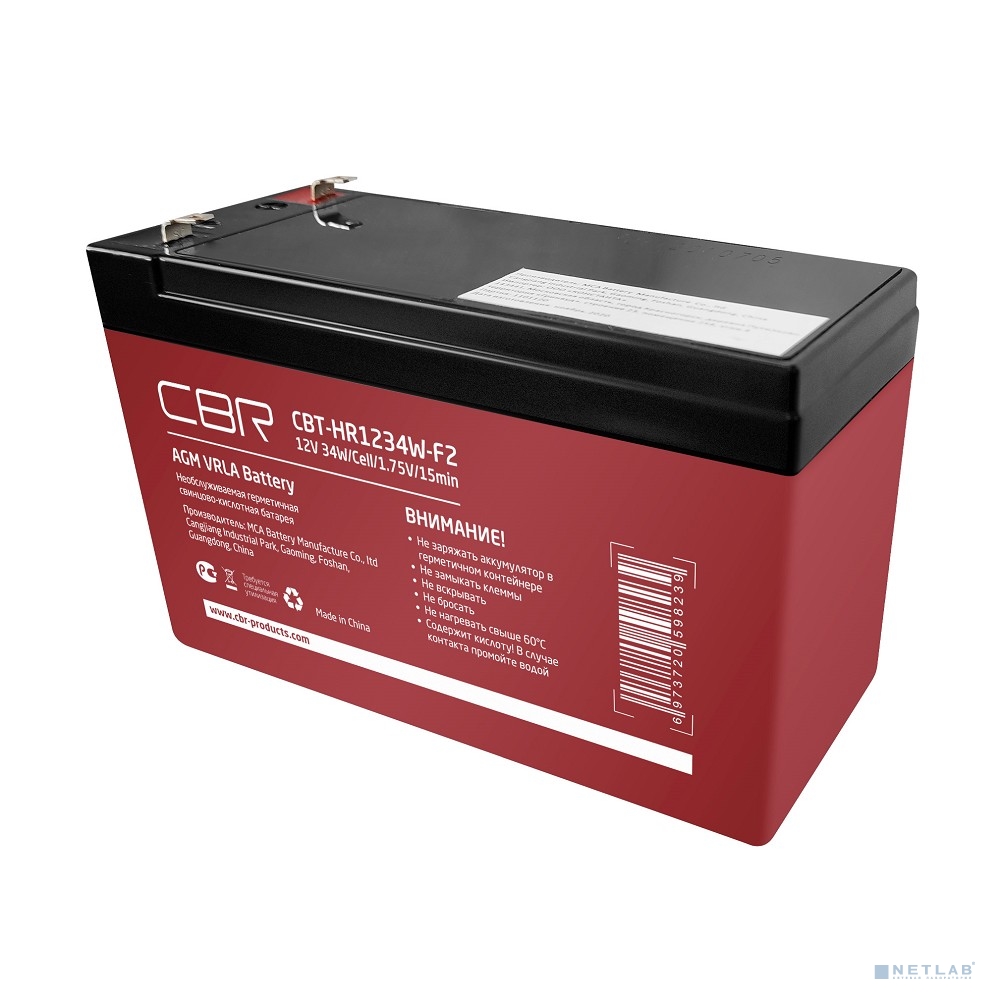 Аккумулятор для ИБП CBR CBT-HR1234W-F2 8 А/ч 12 В (CBT-HR1234W-F2)