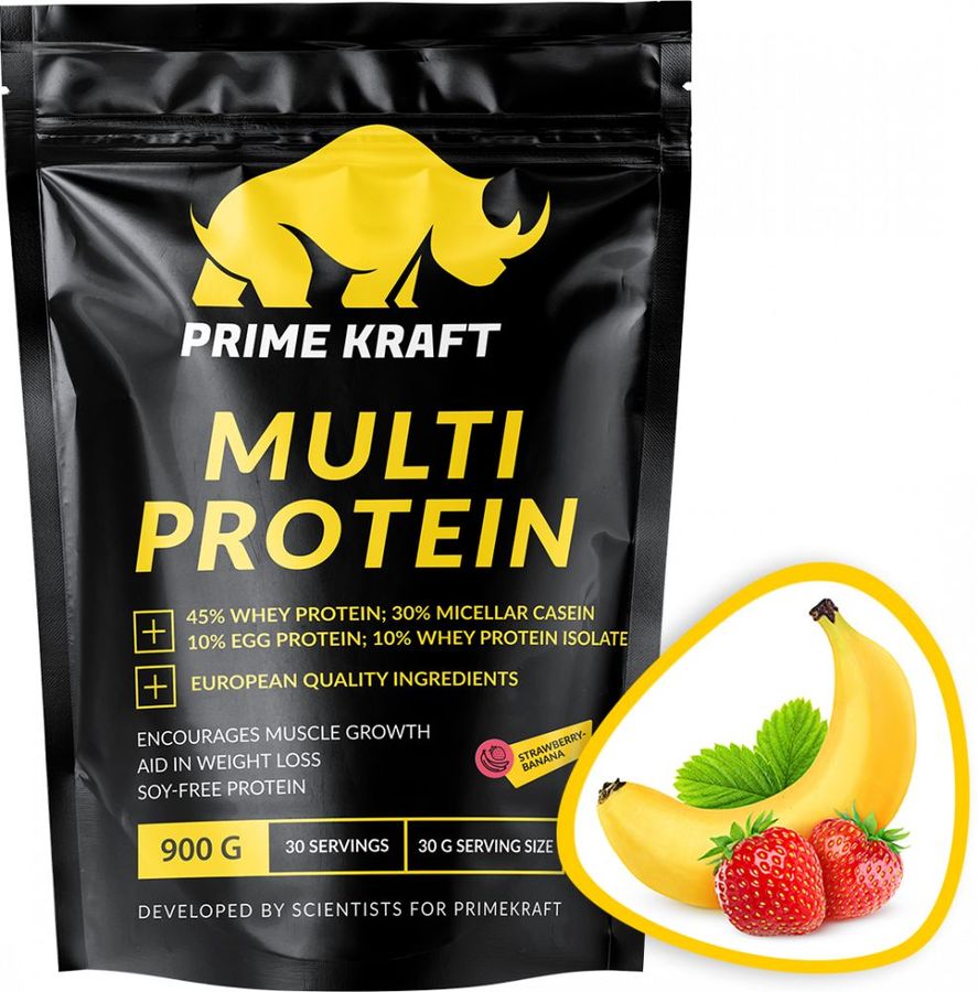 Протеин PRIME KRAFT порошок,  900гр,  клубника-банан [яб018859]