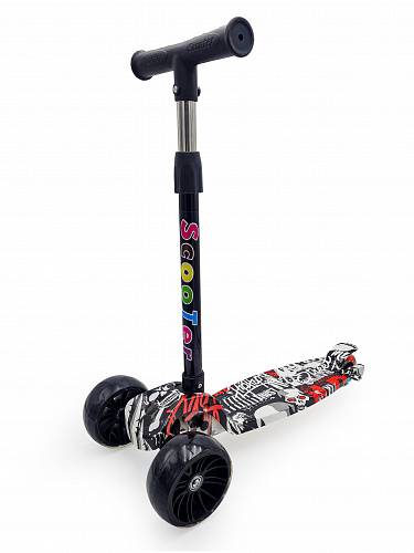 Самокат детский Funky Toys 3-х колесный с рег. ручкой свет 72см S+S шир. колеса 200846419