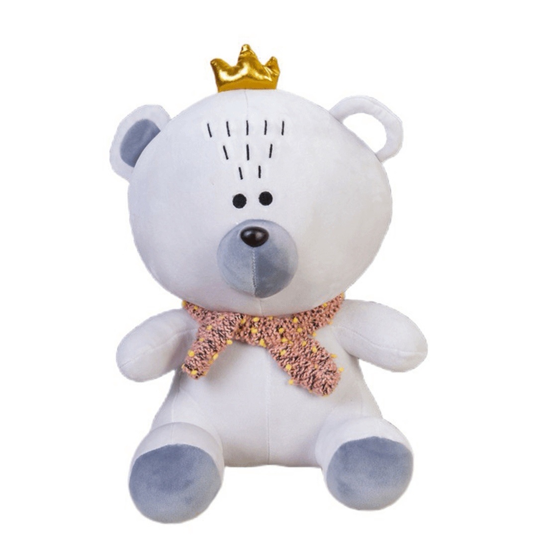 Мягкая игрушка Best Toys Плюшевый медведь с короной, серый, 45 см, а00000159 mягкая игрушка oktoys медведь плюшевый серый с синим ком 16 см