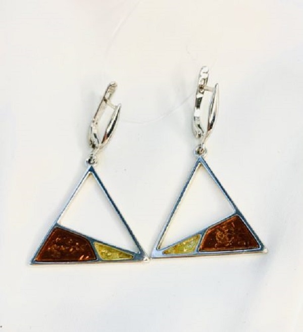 

Серьги подвески из серебра TwoZi Единение души, янтарь, Единение души