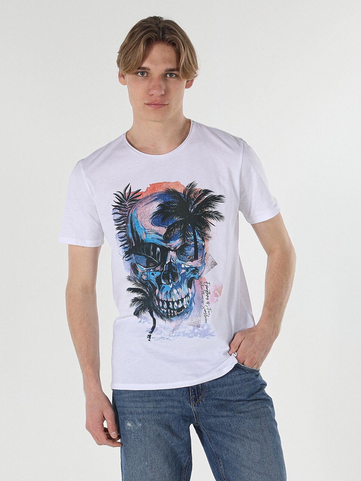 

Футболка мужская Colins CL1059547_Q1.V1 белая L, Белый, CL1059547_Q1.V1