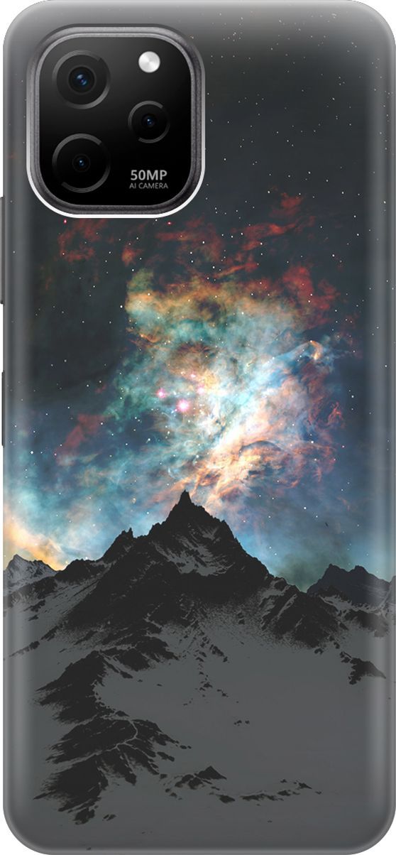 

Силиконовый чехол на Huawei nova Y61 с принтом "Горы и звезды", Синий;черный, 158002