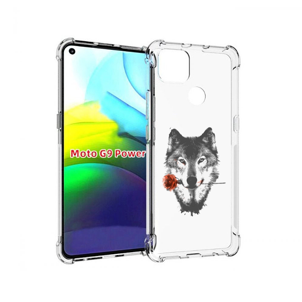

Чехол MyPads волк с розой для Motorola Moto G9 Power, Прозрачный, Tocco