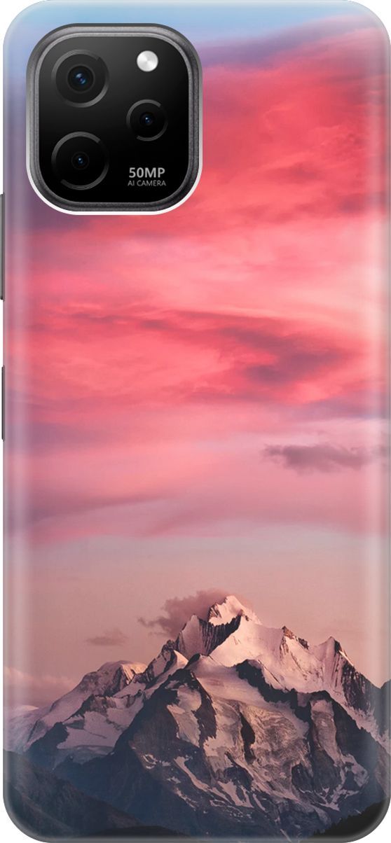 

Силиконовый чехол на Huawei nova Y61 с принтом "Горы и небо", Коричневый;розовый, 158002