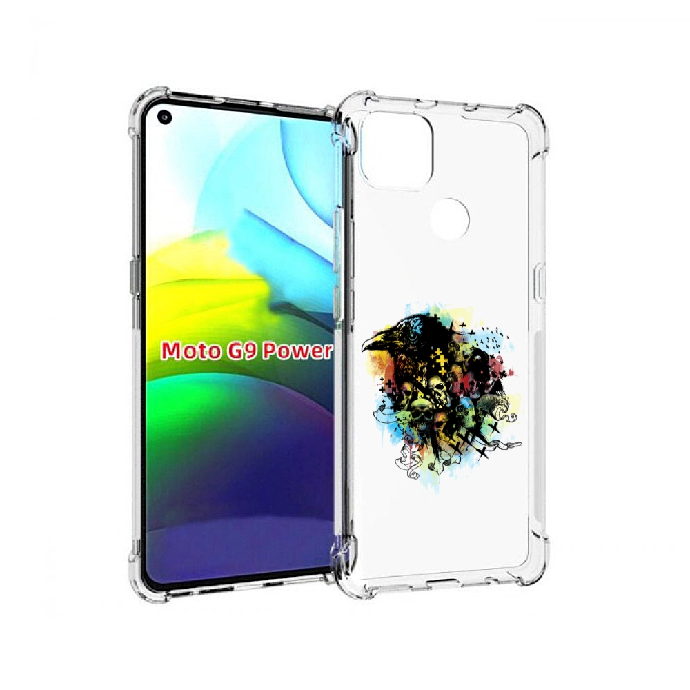 

Чехол MyPads ворон и черепа для Motorola Moto G9 Power, Прозрачный, Tocco