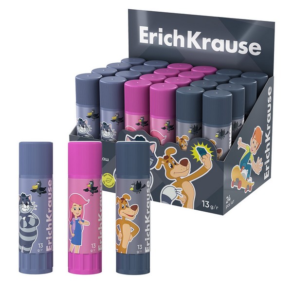 Клеящий карандаш 13гр. ErichKrause EasyStick Простоквашино, ассорти