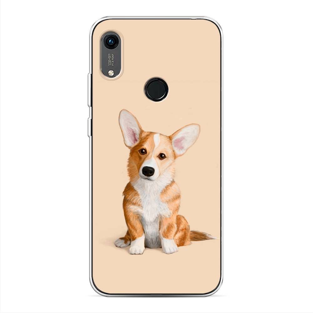 

Чехол на Huawei Y6 2019 "Грустный Корги", Коричневый;бежевый, 611550-1