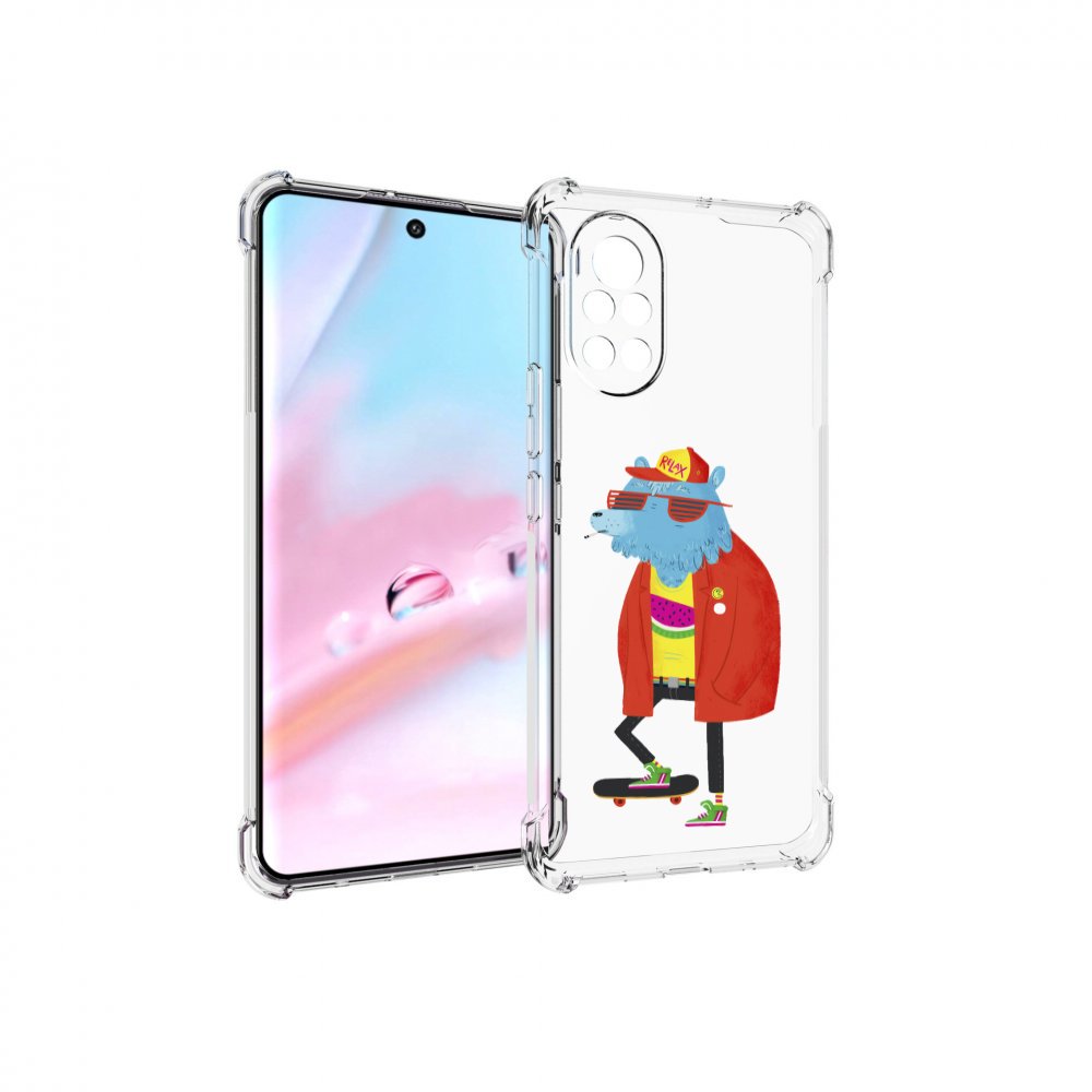 

Чехол MyPads медведь на скейте для Huawei Nova 8 (ANG-LX1), Прозрачный, Tocco