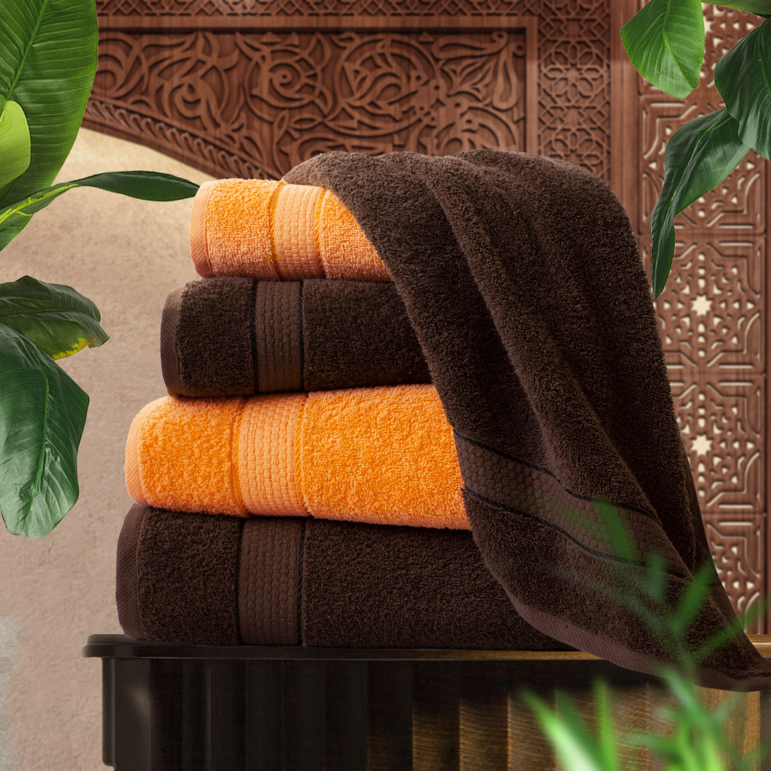 

4 полотенца Marrakesh Кораллово-оранжевый 50х80 70х130 Темный шоколад 50х80 70х130