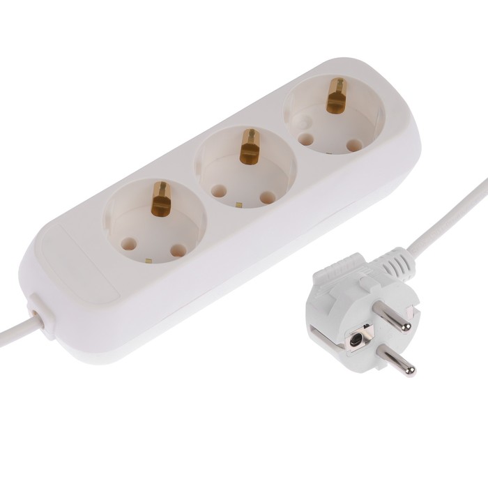 

Luazon Lighting Удлинитель 3 розетки, 5 м, 10 А, 2200 Вт, ПВС 3х0.75 мм2, с з/к, белый