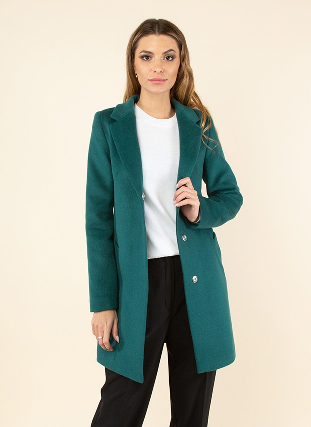 Пальто женское Каляев 52346 зеленое 50 RU