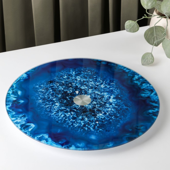 фото Подставка для торта вращающаяся доляна «голубой агат», d=32 см