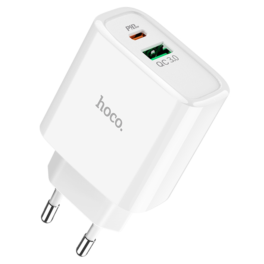 

Сетевое зарядное устройство Hoco C57A Speed charger USB/Type-C (3.1А, QC3.0, PD) белый, C57A Speed charger