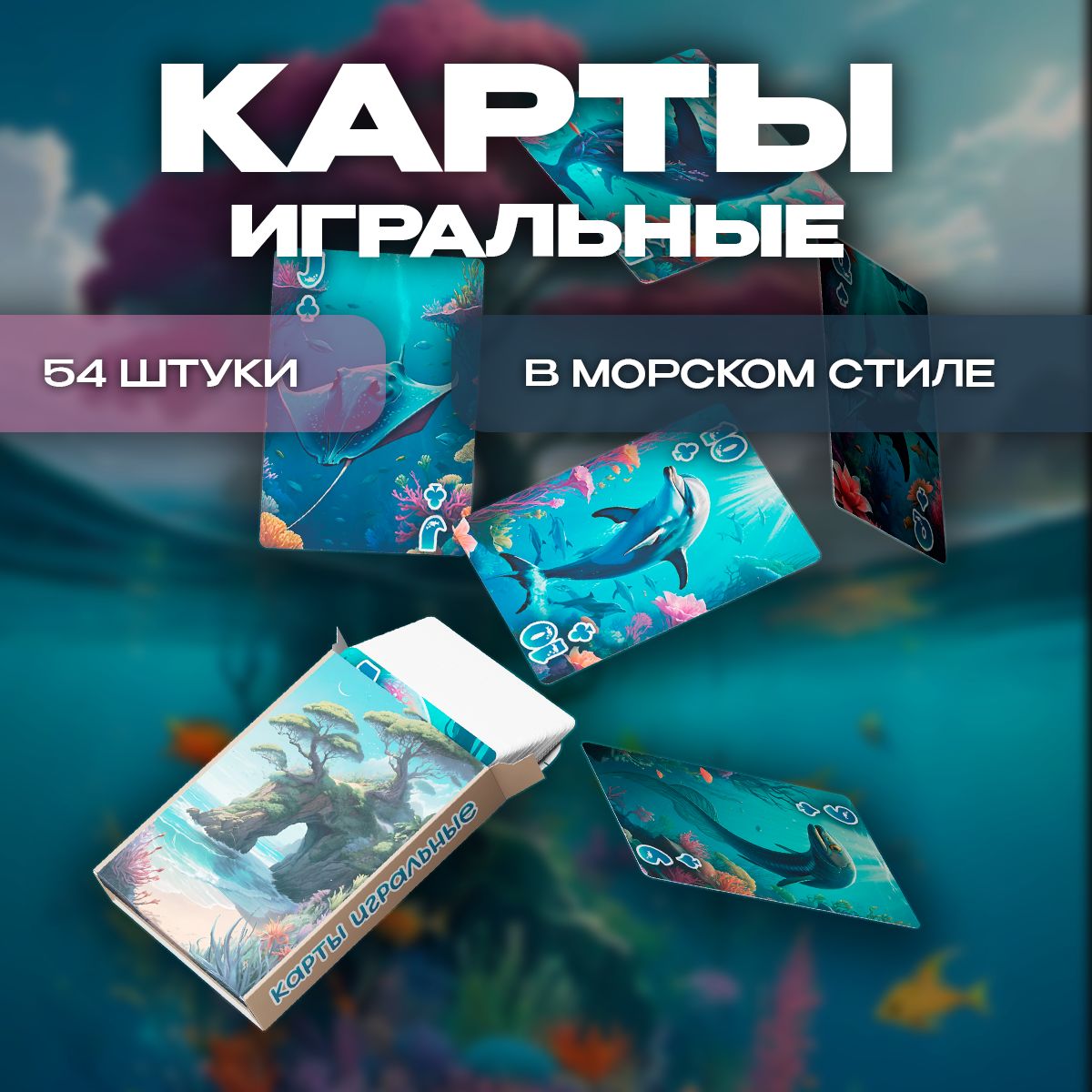 

Карты игральные ART&CRAFT Подводный мир, 54 штуки, карты