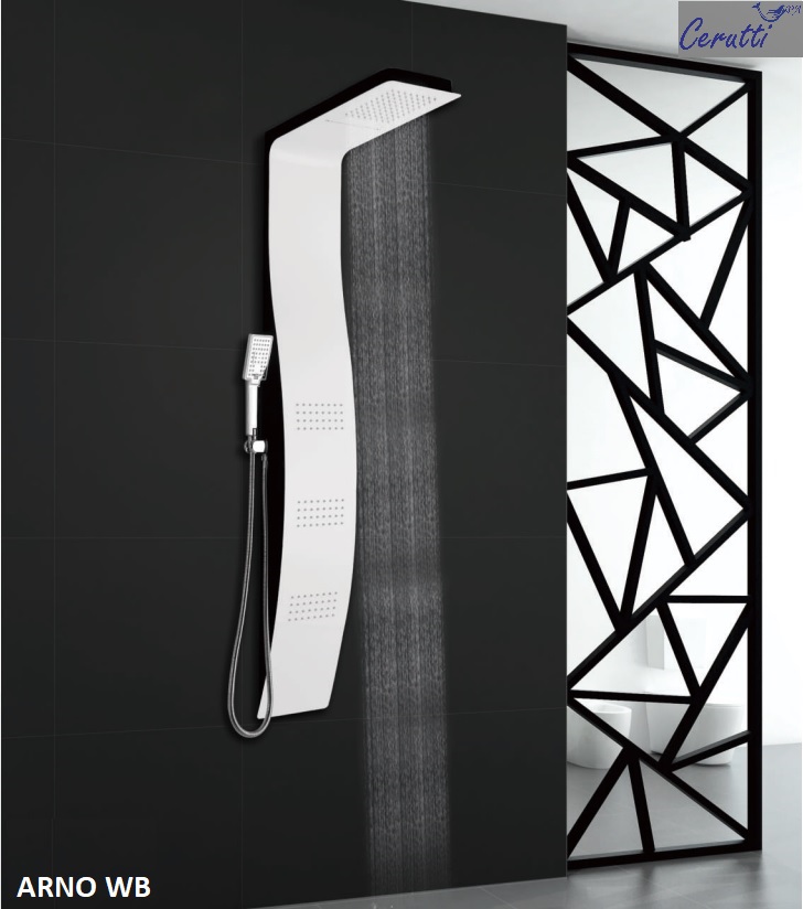 Душевая панель Cerutti SPA ARNO WB из нержавеющей стали, цвет черный + белый косметичка на молнии черно белый