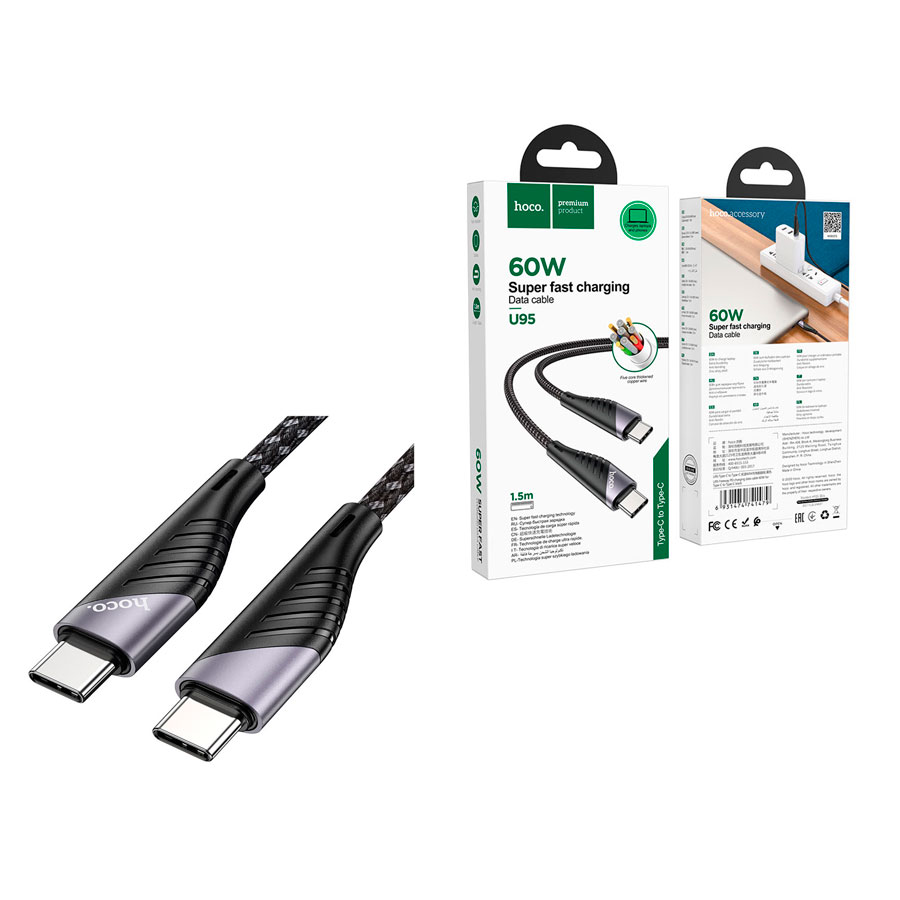 Дата-кабель Type-C универсальный Type-C Hoco U95 (PD) (черный)