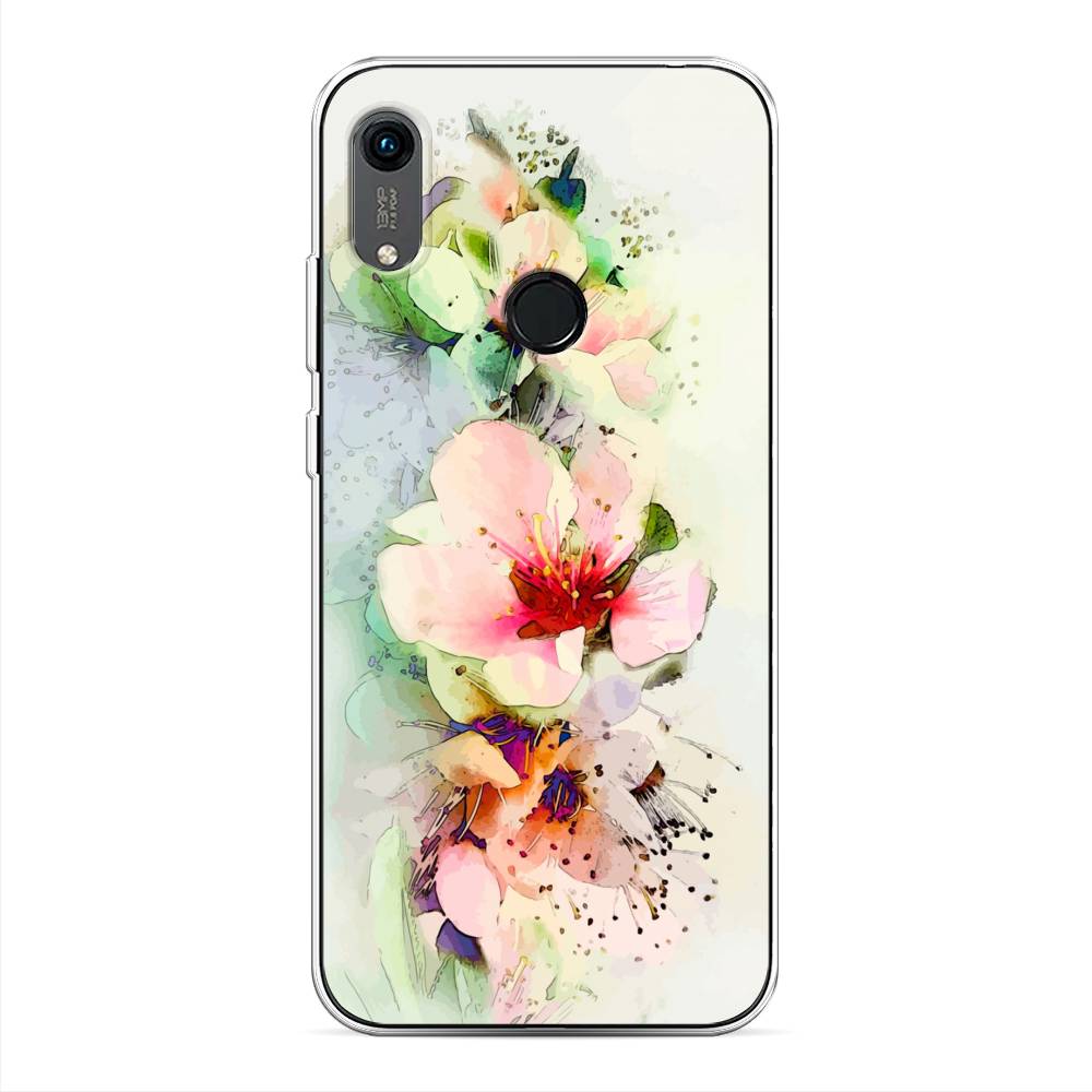 

Чехол на Huawei Y6 2019 "Нежные цветы", Зеленый;розовый, 611550-2